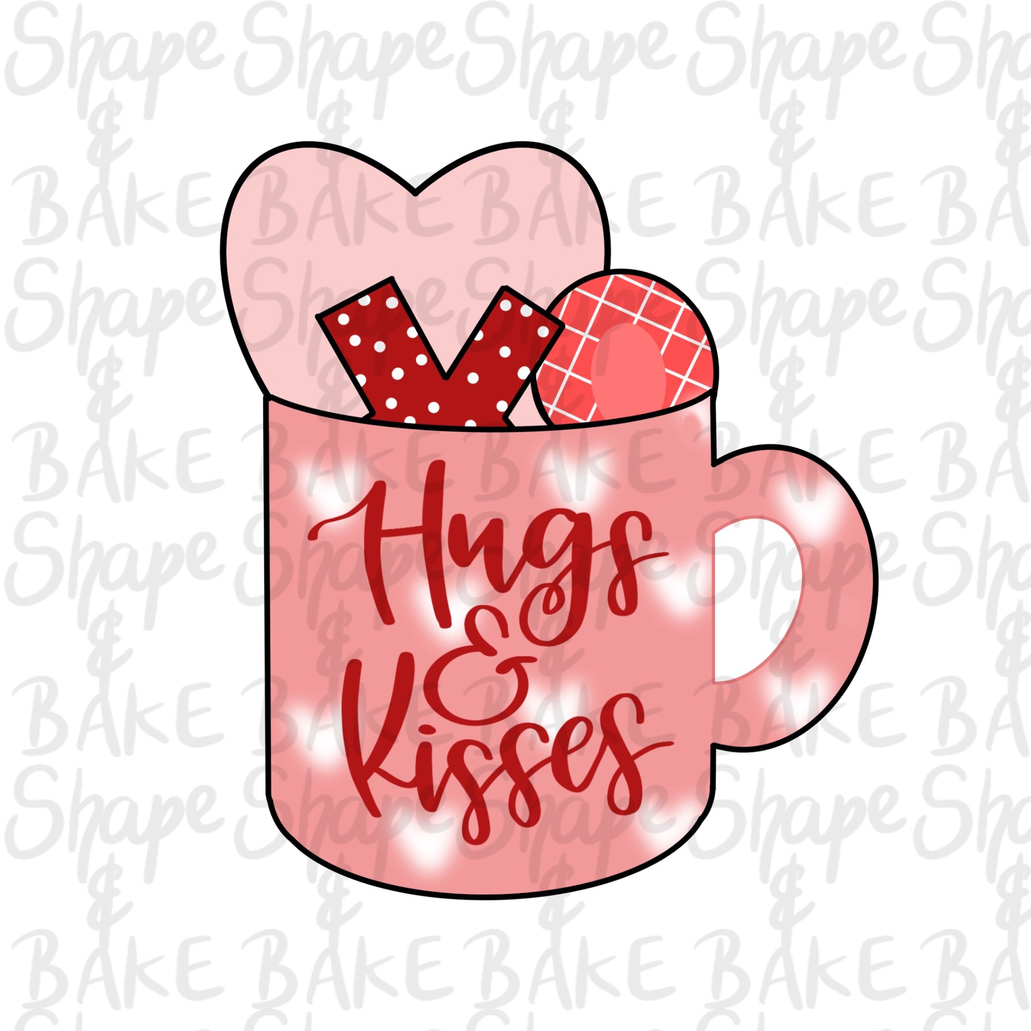 Hugs & kisses mug cookie cutter – Shape and Bake